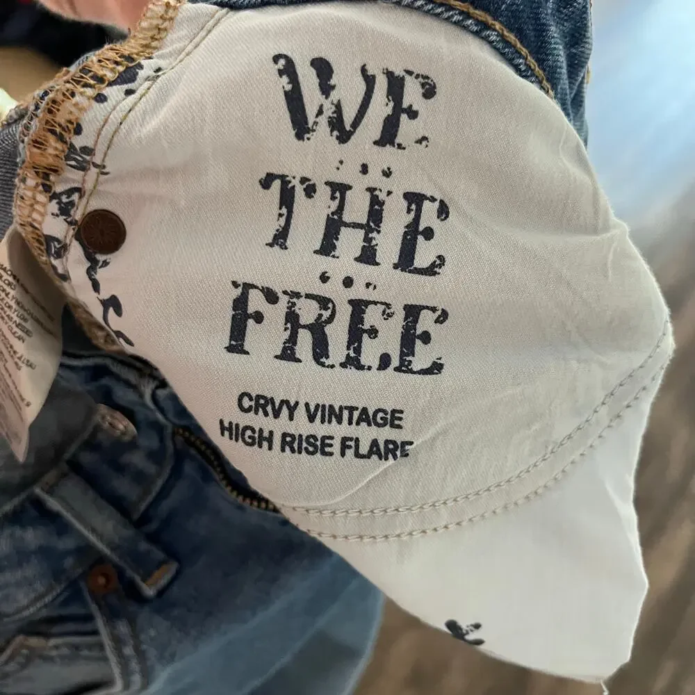 We The Free CRVY Vintage High Rise Flare Jeans 26 Curvy Stretch 28” Retro Boho - Picture 10 of 10